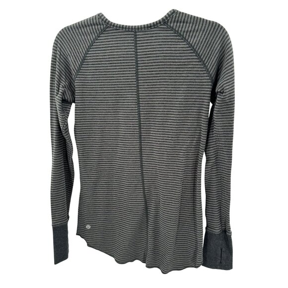 Lululemon Reversible Open Your Heart Long Sleeve Shirt Grey Striped Women Size S - Picture 4 of 7